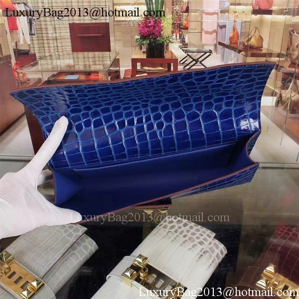 Hermes Croco Leather Clutch H88017 Blue