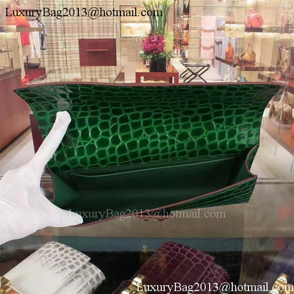 Hermes Croco Leather Clutch H88017 Green