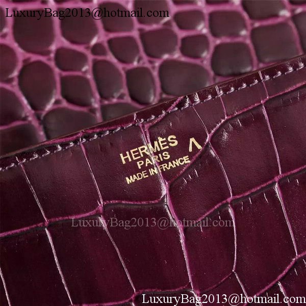 Hermes Croco Leather Clutch H88017 Purple