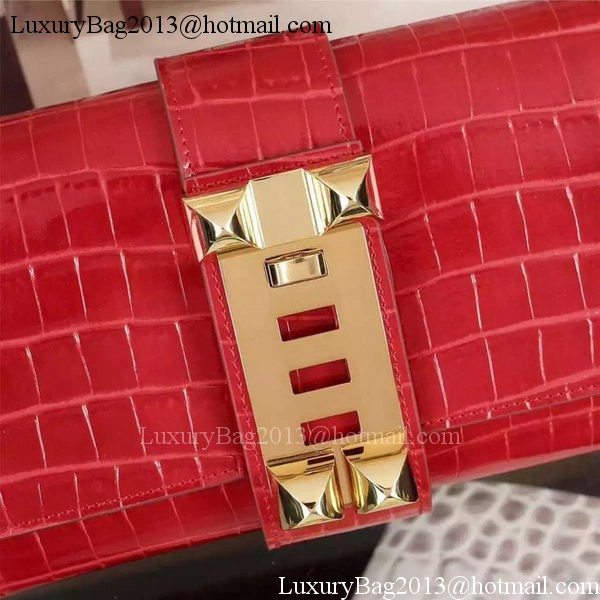 Hermes Croco Leather Clutch H88017 Red