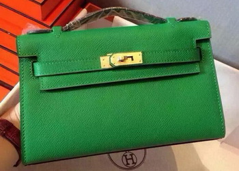 Hermes MINI Kelly 22cm Tote Bag Calfskin Leather K22 Green