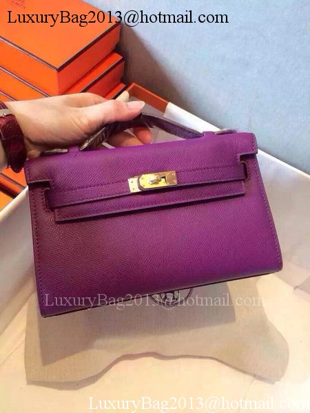 Hermes MINI Kelly 22cm Tote Bag Calfskin Leather K22 Purple