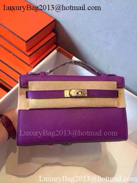 Hermes MINI Kelly 22cm Tote Bag Calfskin Leather K22 Purple