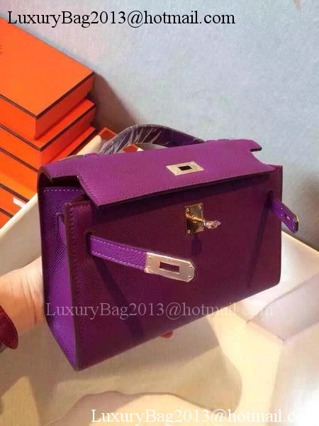 Hermes MINI Kelly 22cm Tote Bag Calfskin Leather K22 Purple