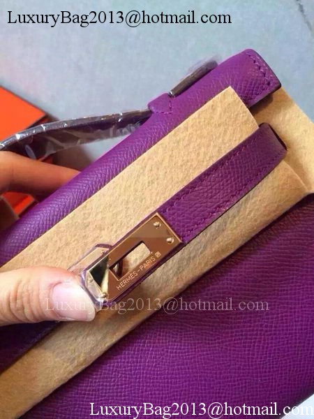 Hermes MINI Kelly 22cm Tote Bag Calfskin Leather K22 Purple