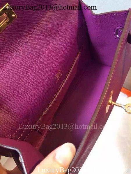 Hermes MINI Kelly 22cm Tote Bag Calfskin Leather K22 Purple