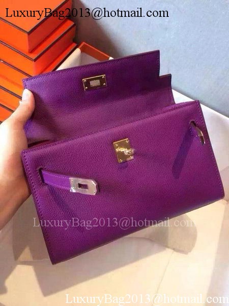 Hermes MINI Kelly 22cm Tote Bag Calfskin Leather K22 Purple