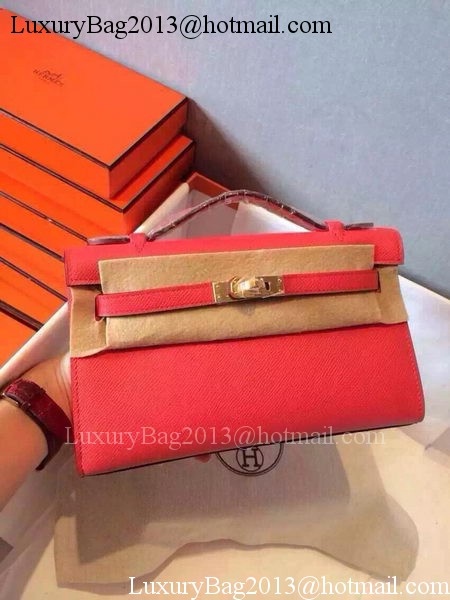 Hermes MINI Kelly 22cm Tote Bag Calfskin Leather K22 Red