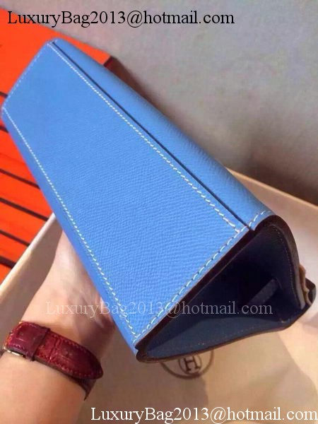 Hermes MINI Kelly 22cm Tote Bag Calfskin Leather K22 SkyBlue