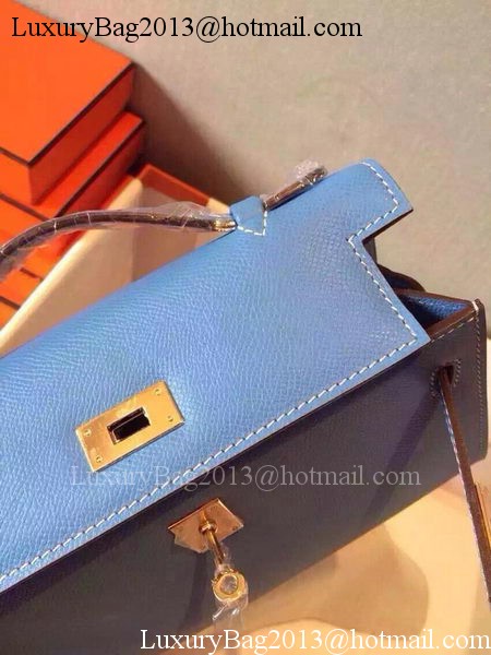 Hermes MINI Kelly 22cm Tote Bag Calfskin Leather K22 SkyBlue