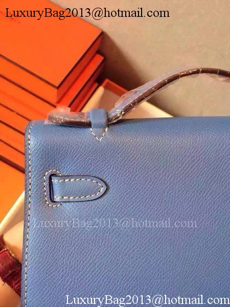 Hermes MINI Kelly 22cm Tote Bag Calfskin Leather K22 SkyBlue