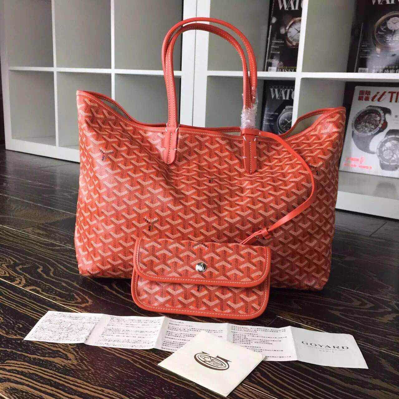 GOYARD Calfskin Leather Top Handle 7901 Orange