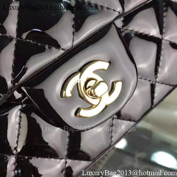 Chanel 2.55 Series Double Flap Bag Black Original Patent Leather CF7024 Gold