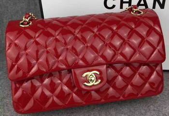 Chanel 2.55 Series Double Flap Bag Red Original Patent Leather CF7024 Gold