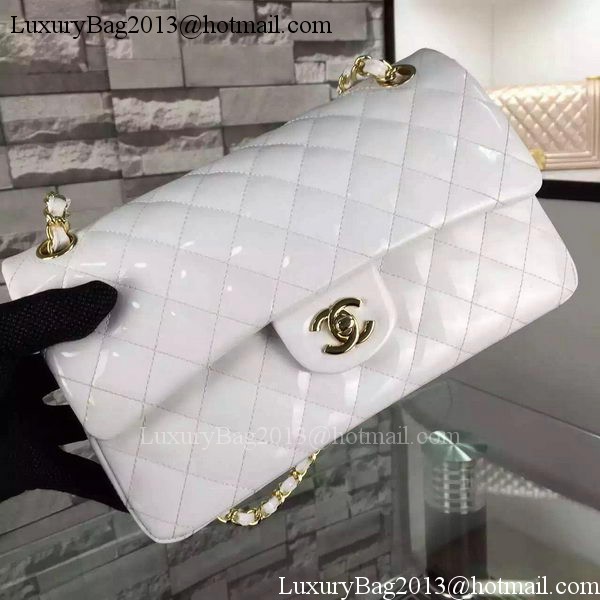 Chanel 2.55 Series Double Flap Bag White Original Patent Leather CF7024 Gold