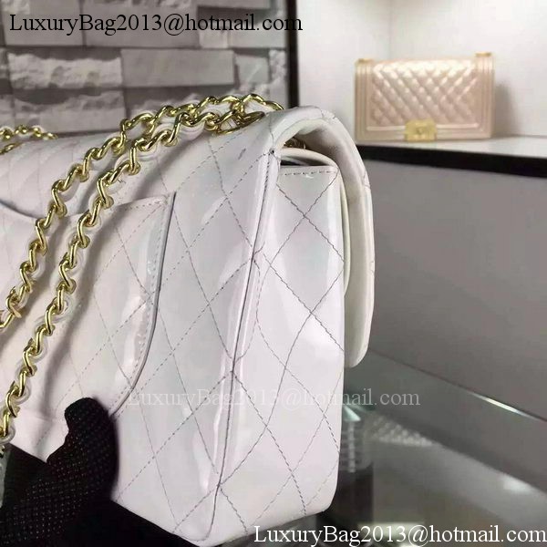 Chanel 2.55 Series Double Flap Bag White Original Patent Leather CF7024 Gold