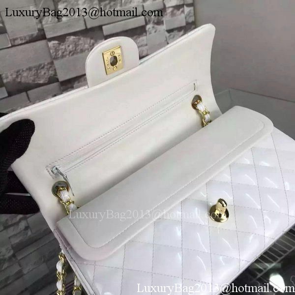 Chanel 2.55 Series Double Flap Bag White Original Patent Leather CF7024 Gold