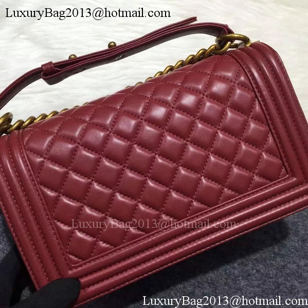 Chanel Boy Flap Shoulder Bag Burgundy Original Sheepskin Leather A67086 Bronze