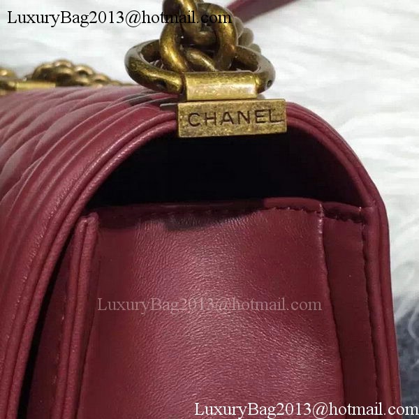 Chanel Boy Flap Shoulder Bag Burgundy Original Sheepskin Leather A67086 Bronze