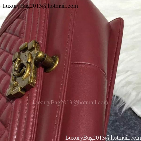 Chanel Boy Flap Shoulder Bag Burgundy Original Sheepskin Leather A67086 Bronze