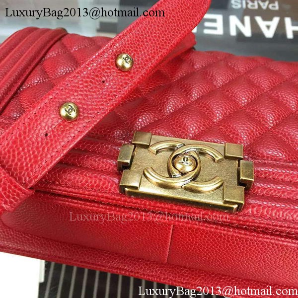 Chanel Boy Flap Shoulder Bag Red Original Calfskin Leather A8708 Bronze