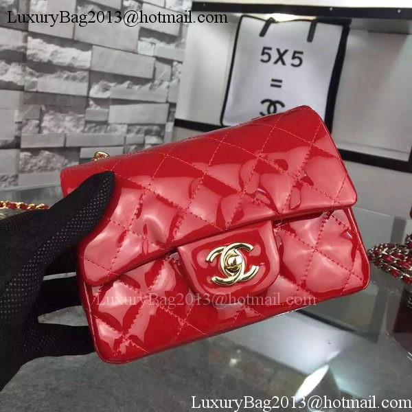 Chanel Classic mini Flap Bag Red Original Patent Leather CF7171 Gold