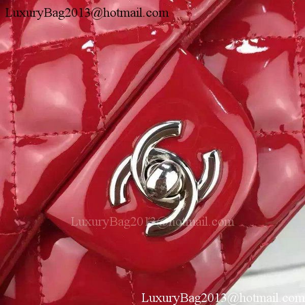 Chanel Classic mini Flap Bag Red Original Patent Leather CF7171 Silver