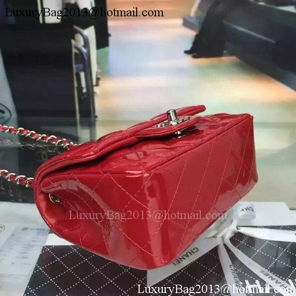 Chanel Classic mini Flap Bag Red Original Patent Leather CF7171 Silver