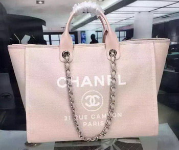 Chanel Large Canvas Tote Shopping Bag A1679 Pink