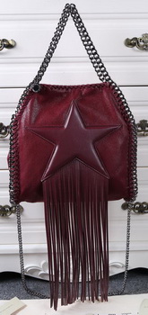 Stella McCartney Falabella Fringed Star Mini Tote Bag SM8865 Burgundy