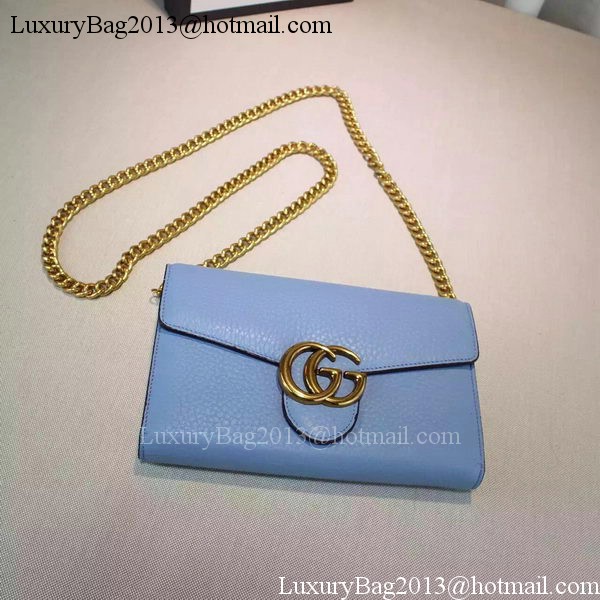 Gucci GG Marmont Leather mini Chain Bag 401232 Blue