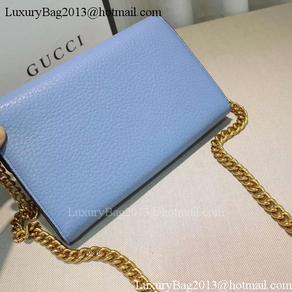 Gucci GG Marmont Leather mini Chain Bag 401232 Blue