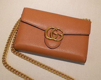 Gucci GG Marmont Leather mini Chain Bag 401232 Wheat