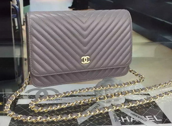 Chanel mini Flap Bag Chevron Leather A33814 Grey