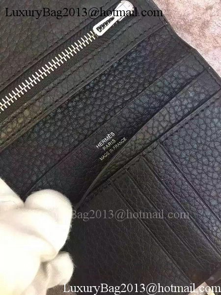 Hermes Bi-Fold Wallet Togo Leather H512 Black