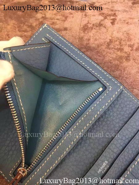 Hermes Bi-Fold Wallet Togo Leather H512 Blue