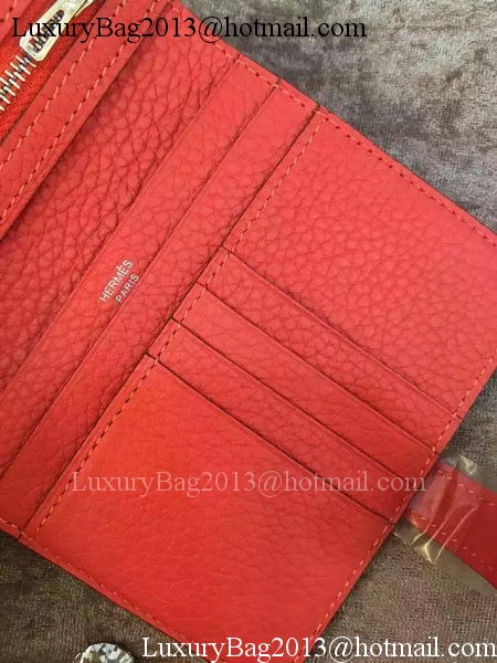 Hermes Bi-Fold Wallet Togo Leather H512 Light Red