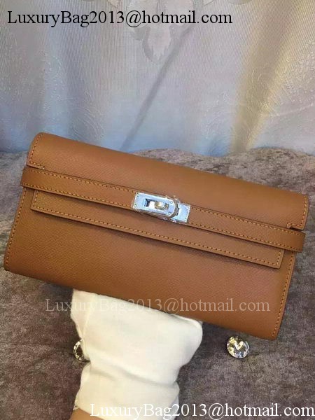 Hermes Kelly Wallet Epsom Leather H009 Brown