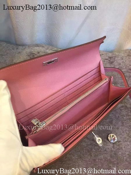 Hermes Kelly Wallet Epsom Leather H009 Pink