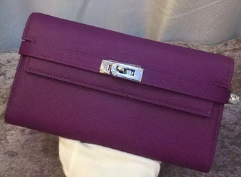 Hermes Kelly Wallet Epsom Leather H009 Purple