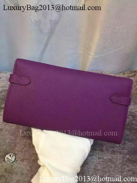 Hermes Kelly Wallet Epsom Leather H009 Purple