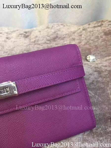 Hermes Kelly Wallet Epsom Leather H009 Purple