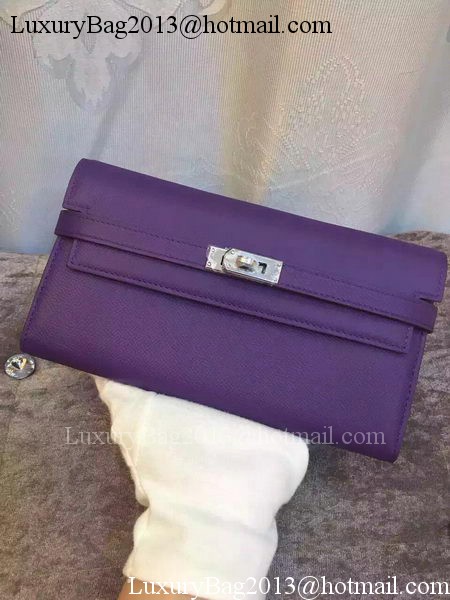 Hermes Kelly Wallet Epsom Leather H009 Violet