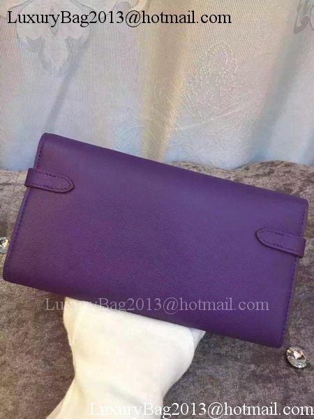 Hermes Kelly Wallet Epsom Leather H009 Violet