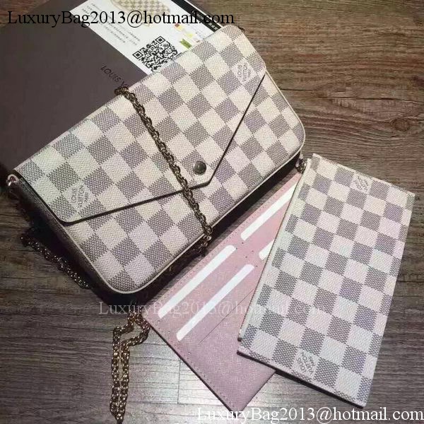 Louis Vuitton Damier Azur Canvas Felicie Chain Wallet N61276