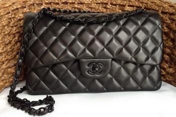 Chanel Classic Flap Bag Original Lambskin Leather A1113 Black