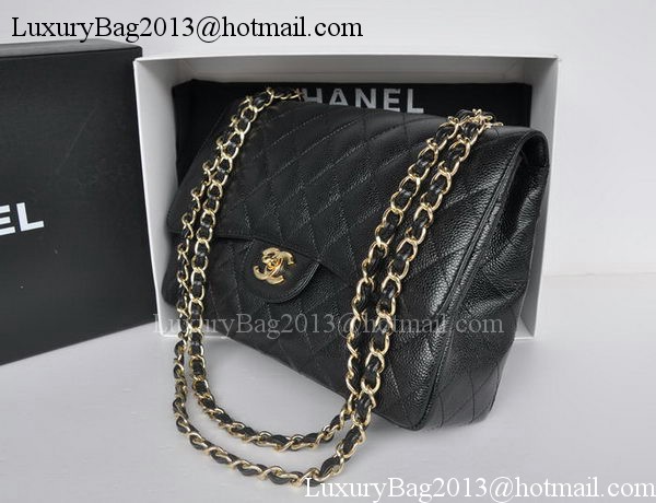 Chanel Jumbo Double Flaps Bag Black Cannage Pattern A36097 Gold