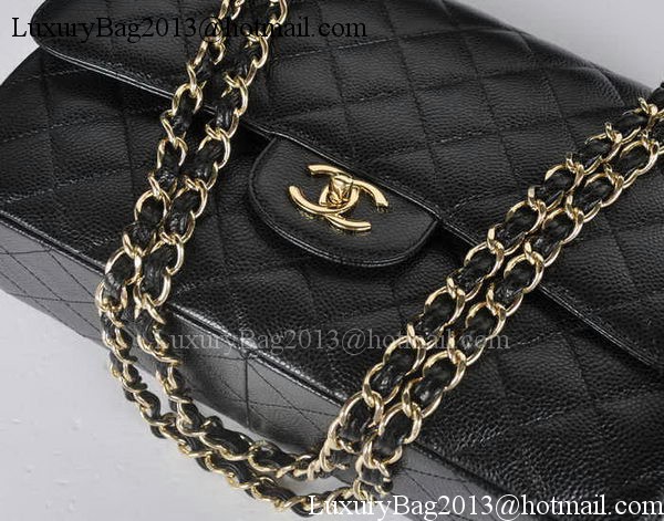 Chanel Jumbo Double Flaps Bag Black Cannage Pattern A36097 Gold