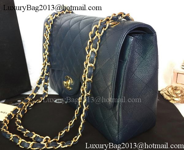 Chanel Jumbo Double Flaps Bag Blue Cannage Pattern A36097 Gold