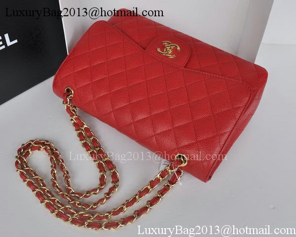 Chanel Jumbo Double Flaps Bag Red Cannage Pattern A36097 Gold